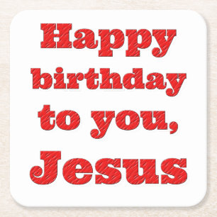 Porta-copo De Papel Quadrado Feliz aniversário, Jesus, presente de Natal