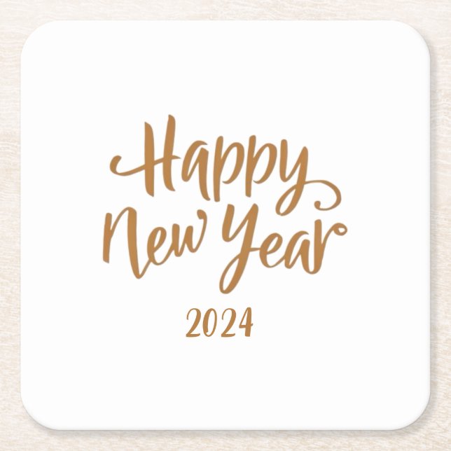 Porta-copo De Papel Quadrado Feliz ano novo (Frente)
