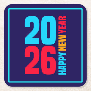 Porta-copo De Papel Quadrado Feliz ano novo 2026-34568