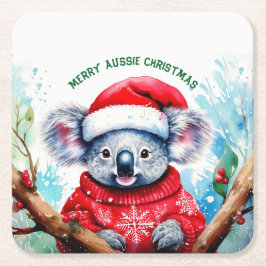 Porta-copo De Papel Quadrado Feliz Aussie Christmas Koala