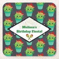 Feliz Cactus Verde num Padrão Sombrero Vermelho