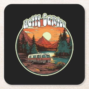 Porta-copo De Papel Quadrado Feliz Camper