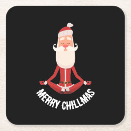 Porta-copo De Papel Quadrado Feliz Chillmas Meditando Zen Papai Noel Feriado