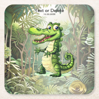 Porta-copo De Papel Quadrado Feliz Crocodilo Selvagem Selvagem Selvagem Selvage