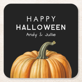 Porta-copo De Papel Quadrado Feliz Dia das Bruxas com abóbora grande