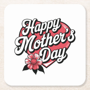 Porta-copo De Papel Quadrado Feliz dia de as mães