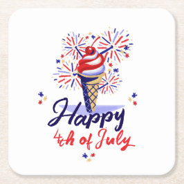 Porta-copo De Papel Quadrado Feliz Festa de Verão do Sorvete de 4 de julho