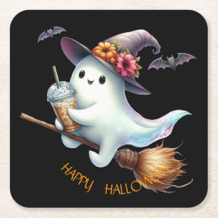 Porta-copo De Papel Quadrado Feliz Halloween