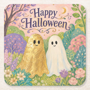 Porta-copo De Papel Quadrado Feliz Halloween Flor do Jardim Fantasma Fofa
