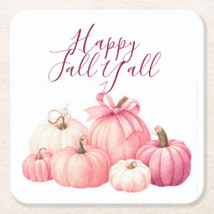 Porta-copo De Papel Quadrado Feliz Halloween - Portas copos De Abóbora Rosa Ros