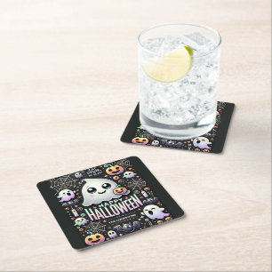 Porta-copo De Papel Quadrado Feliz Halloween Spooky Ghost Bonito