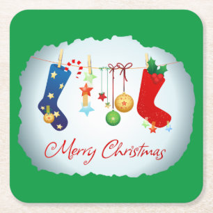 Porta-copo De Papel Quadrado Feliz Natal