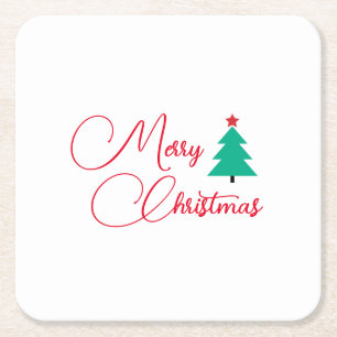 Porta-copo De Papel Quadrado Feliz Natal