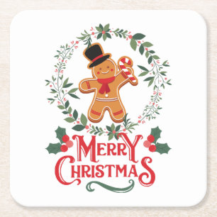 Porta-copo De Papel Quadrado Feliz Natal