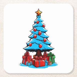 Porta-copo De Papel Quadrado Feliz Natal 3D