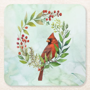 Porta-copo De Papel Quadrado Feliz Natal Cardinal Clássico