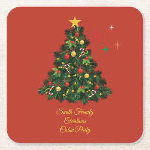 Porta-copo De Papel Quadrado Feliz Natal Clássico