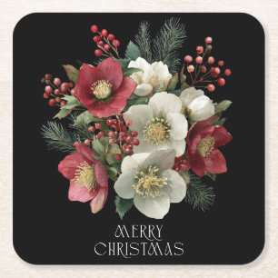 Porta-copo De Papel Quadrado Feliz Natal - Design de Natal Feliz Hellebory Holi