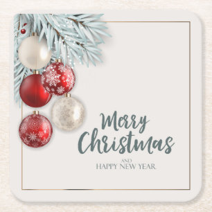 Porta-copo De Papel Quadrado Feliz Natal e Feriado de Feliz ano novo