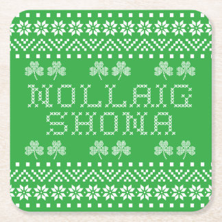 Porta-copo De Papel Quadrado Feliz Natal em gaélico irlandês Nollaig Shona