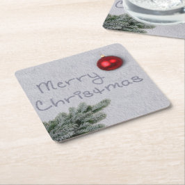 Porta-copo De Papel Quadrado Feliz Natal escrito na neve