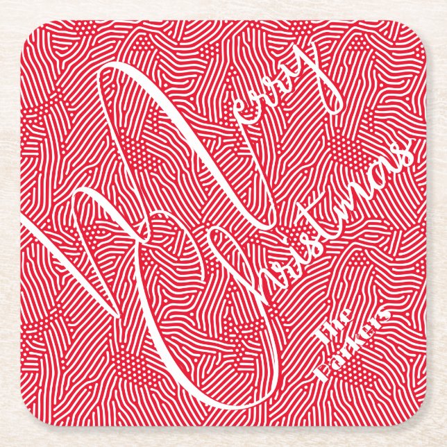 Porta-copo De Papel Quadrado Feliz Natal Férias (Frente)