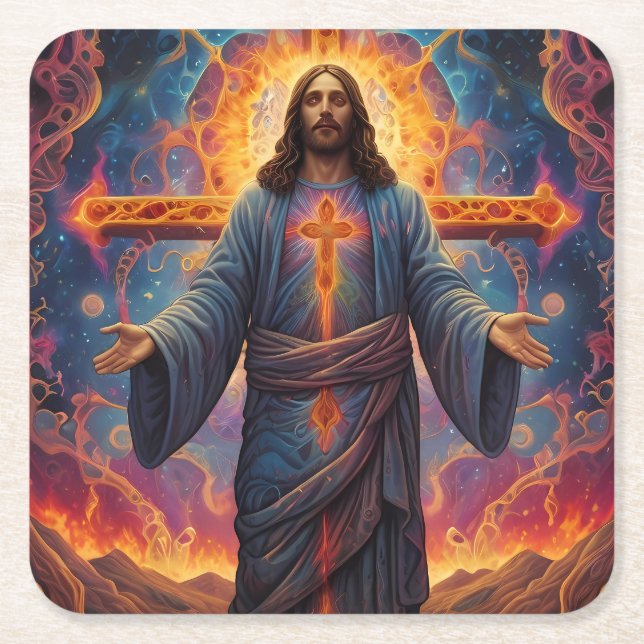 Porta-copo De Papel Quadrado Feliz Natal Festivo (Frente)