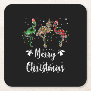 Porta-copo De Papel Quadrado Feliz Natal Leopard Red Green Xadrez Flamingo