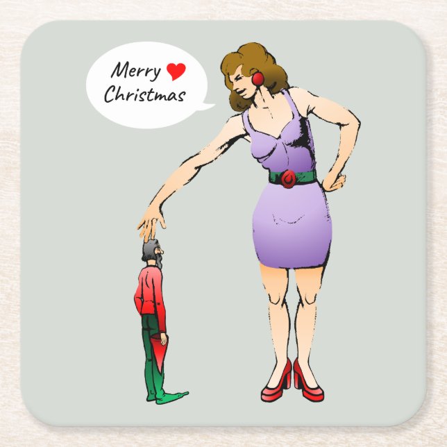 Porta-copo De Papel Quadrado Feliz Natal Pequeno Elf (Frente)