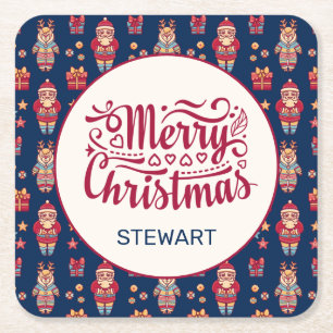 Porta-copo De Papel Quadrado Feliz Natal Personalizado