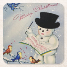 Feliz Natal Snowman Com Pássaros