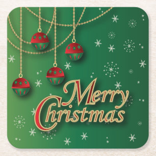 Porta-copo De Papel Quadrado Feliz Natal verde-claro