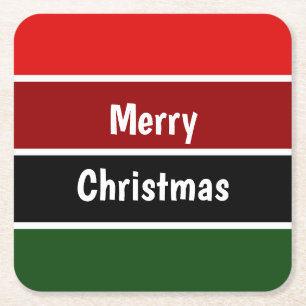 Porta-copo De Papel Quadrado Feliz Natal Vermelho E Verde