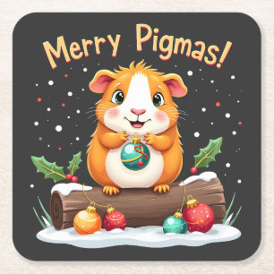 Porta-copo De Papel Quadrado Feliz Pigmas Guiné Papais noeis de Natal