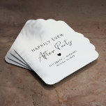 Porta-copo De Papel Quadrado Feliz Recepção de casamento De Festas<br><div class="desc">Portas copos de papel para a sua recepção de casamento e outras celebrações de casamento postado que incluem "Feliz Nunca Depois da Festa" em uma simples tipografia e uma escrita na moda-moderna,  um coração,  seus nomes e data de recepção.</div>