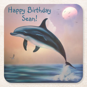 Porta-copo De Papel Quadrado Felizes Portas copos de golfinhos