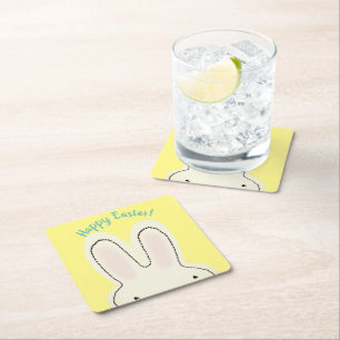 Porta-copo De Papel Quadrado Felz pascoa bonitinho tostão amarelo