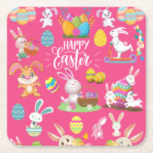 Porta-copo De Papel Quadrado Felz pascoa, Engraçados Desejos E Coloridos