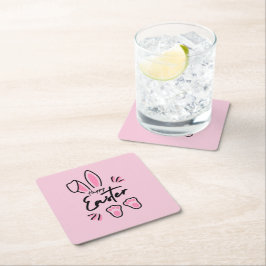 Porta-copo De Papel Quadrado Felz pascoa (rosa)
