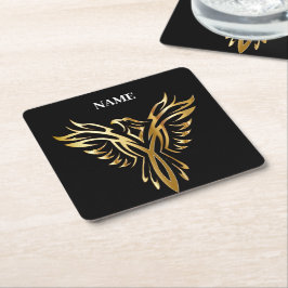 Porta-copo De Papel Quadrado Fênix ouro, elegância