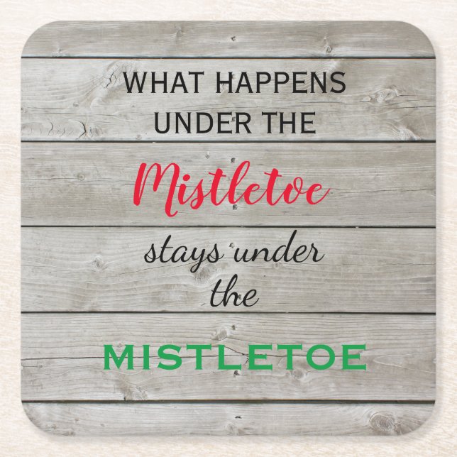 Porta-copo De Papel Quadrado Feriado Colorido Mistletoe (Frente)