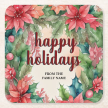 Feriado da Terra Verde Joyful e Poinsettia Vermelh