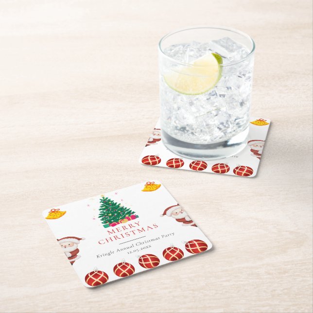 Porta-copo De Papel Quadrado Feriado de Natal (Insitu)