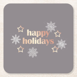 Porta-copo De Papel Quadrado Feriados felizes do Elegante rosa de cobre de ouro