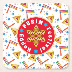 Porta-copo De Papel Quadrado Feriados Judeus do Festival de Purim dão Hamantas