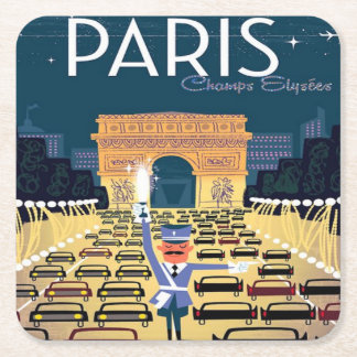 Porta-copo De Papel Quadrado Férias de turismo de retro-turismo em Paris, Franç