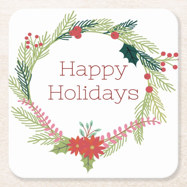 Porta-copo De Papel Quadrado Férias Felizes das Mortes de Natal (Frente)