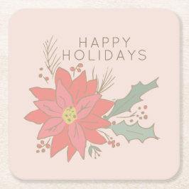 Porta-copo De Papel Quadrado Férias Poinsettia e salgadela