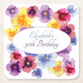 Porta-copo De Papel Quadrado Festa Boho no Jardim Floral Colorido de Aniversári