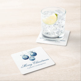 Porta-copo De Papel Quadrado Festa da Companhia de Enfeites de natal Azuis Eleg